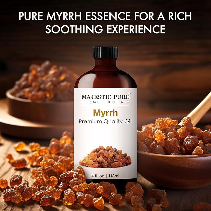 Majestic Pure Myrrh Essential Oil with Glass Dropper - Huge 4 Fl Oz - 100% Pure and Natural Myrrh Oil - Premium Grade Essential Oils for Diffuser, Aromatherapy, Soap and Candle Making-Ruum Studio Home