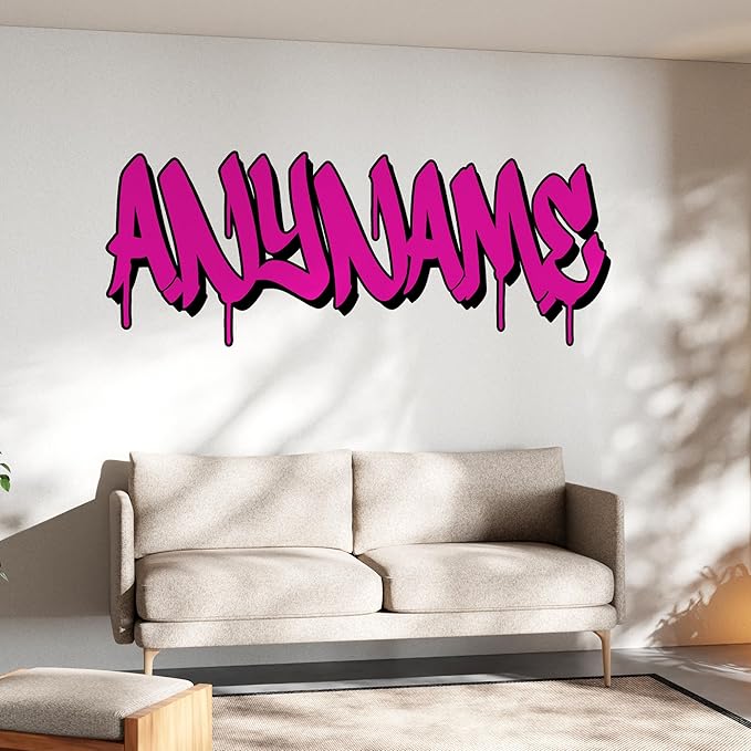 Custom Graffiti Name Wall Decal Personalized Name Wall Decals Spray Paint Graffiti Decal Large Vinyl Decals Sticker for Home & Room Décor, Removable WallArt for Kids & Teens Bedroom, Car, Vehicles-Ruum Studio Home