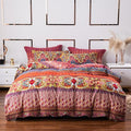 ABREEZE Bohemian Duvet Cover Set Colorful Orange Boho Retro Bedding Set Damask Paisley Cotton Duvet Cover Tribal Reversible Bedding Exotic Style Comforter Cover 3-Piece Queen-Ruum Studio Home