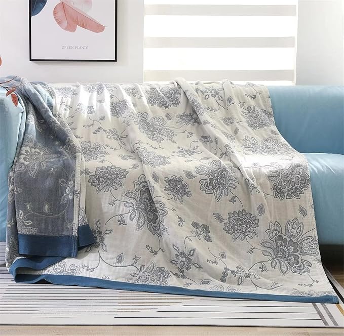 MSGKV Throw Blanket 100% Cotton Blankets Stitch Blanket,Versatile Knit Woven Super Soft Warm & Decorative Blankets for Chair Bed Sofa Couch and Bedroom Living Room,60''Wx 80''L-Ruum Studio Home