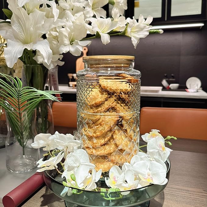 Large Glass Storage Jar, Glass Food Storage Containers with Bamboo Lid, Kitchen Containers Cereal Canisters Decorative Jar for Candy Snack Cookies Coffee Tea Nuts Airtight Glass Jars (Extra Large)-Ruum Studio Home