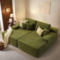 ovios 81" Oversized Sectional Double Lounge Chaise with Cloud Plush Sofa Bed, No Assembly Required, Fluffy Modern Sleeper Loveseat Chair for Indoor Living Room Bedroom Reading, Green (Cloud Velvet)-Ruum Studio Home