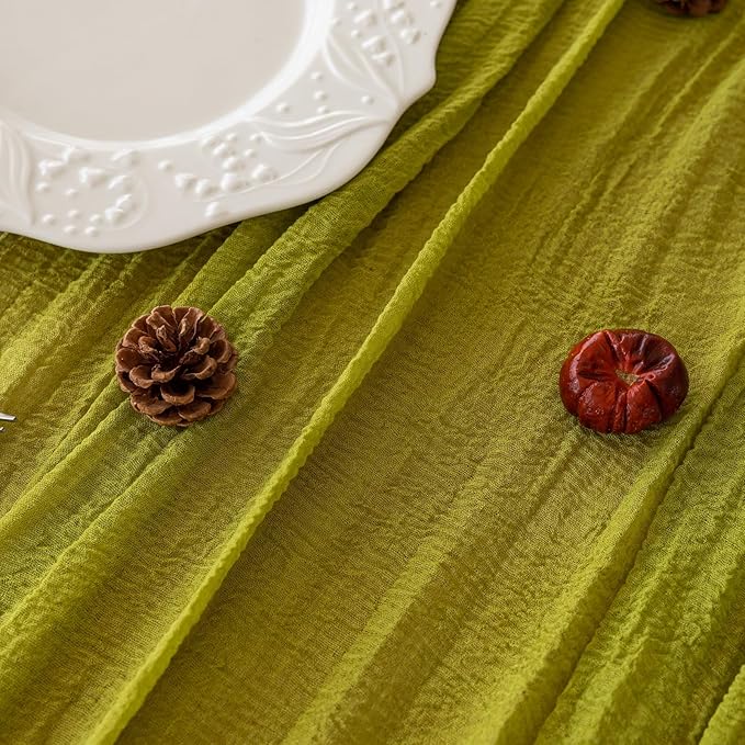 6pcs Moss Green Cheesecloth Table Runner Gauze 120 Inch 10 FT Rustic Boho Cheese Cloth Runner for Wedding Baby Shower Bridal Shower Birthday Party Long Sheer Home Decorations-Ruum Studio Home