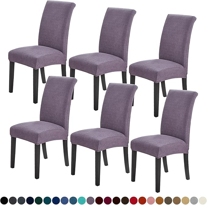 Joccun Chair Covers for Dining Room Set of 6,Dining Chair Slipcovers Stretch Dining Room Chair Covers Seat Protector,Washable Parsons Chair Cover for Home,Banquet(Grapeade,6 Pack)-Ruum Studio Home