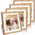 12x12 Picture Frame Set of 4, 12 x 12 Wood Photo Frames with Mat for 10x10 or 30x30cm Diamond Painting Art, Wooden Frame with Real Glass Cover for Wall and Tabletop Display,Brown-Ruum Studio Home