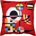 Modern Throw Pillow Cover - Kandinsky Inspired Abstract Pattern - Red - 18" x 18" - Hand Embroidered Wool - Living Room, Office, Bedroom, Outdoor-Ruum Studio Home