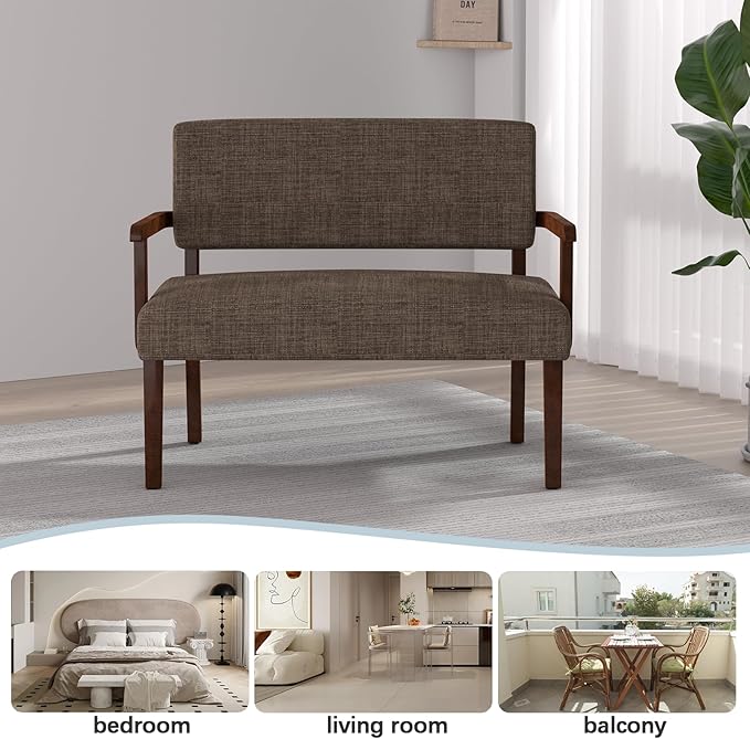 Accent Chair 2 Seat, Arm Chairs with Soft Seat and Armrests for Living Room, Love seat for Dining, Reading, and Waiting Rooms (Brown)-Ruum Studio Home