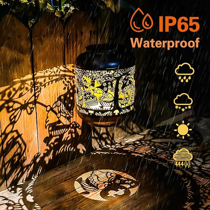 Gnomes Solar Lanterns Outdoor Waterproof,Hanging Solar Lights Gnome Gifts for Women Metal LED Decorative Light for Yard,Patio,Lawn,Tabletop,Pathway,Landscape,Garden Gnomes Decor-Ruum Studio Home
