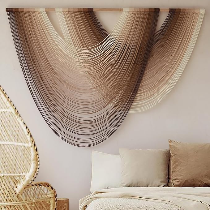 Macrame Wall Hanging Dip-Dye Boho Home Decor Fiber Wall Art Craftsmanship Bedroom Livingroom 57" W x 39" L-Ruum Studio Home