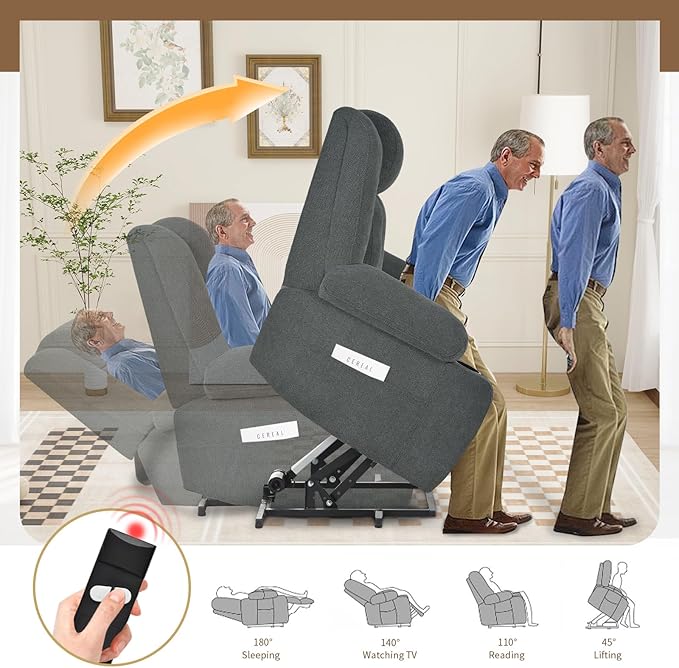 Oversize Power Lift Recliner Chair for Big and Tall with Extended Footrest, Large Electric Lift Chairs, 400lbs Capacity, Remote Control, Cup Holders & Side Pockets-Ruum Studio Home