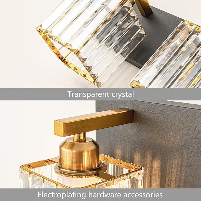 Modern Bathroom Vanity Light 5-Lights Black Gold Crystal Bathroom Wall Light Vanity Light Fixtures，36.22-inch Modern Minimalist Design-Ruum Studio Home