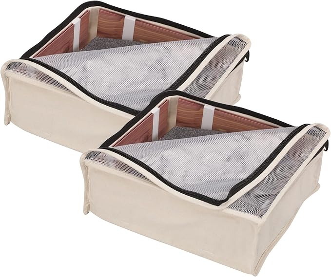 Household Essentials 3321-1 Cedarline Natural Cotton Canvas Zippered Sweater Bag | Storage Bag for Closets and Under the Bed | 2-Pack-Ruum Studio Home