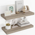 24 Inch Floating Shelves, 3D Textured Wood Grain, 24"x9.25"x1.5" Inch Deep Floating Shelves for Wall, Wooden Shelves for Bathroom, Bedroom, Living Room, Vintage Gray Oak-Ruum Studio Home