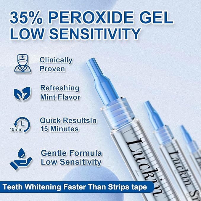 LUCKIN SMILE 10pcs Teeth Whitening Gel Refill with 35% Carbamide Peroxide Suitable for Sensitive Teeth Whitening, Teeth Whiteners Used in Conjunction with Teeth Whitening Kits-Ruum Studio Home