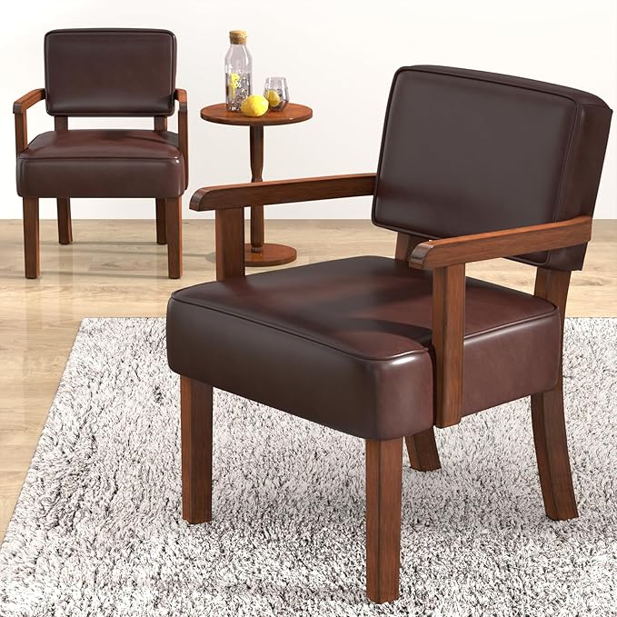 Accent Chair, PU Leather Living Room Chairs Oversize with Soft Seat and Armrests for Living Room Dinning Room Bedroom Reading Room Waiting Room-Ruum Studio Home