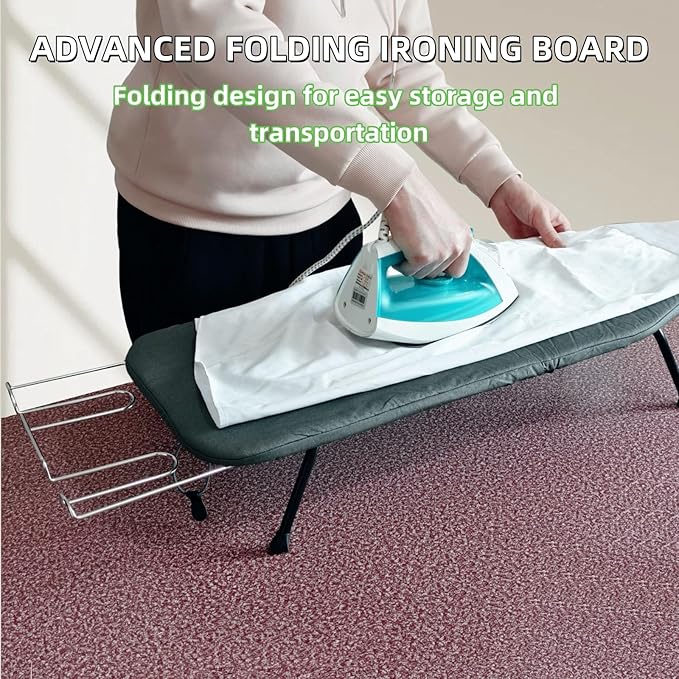 Compact Foldable Tabletop Ironing Board - with Iron Rest and Heat Resistant Cover, Portable Non-Slip Mini Iron Board for Home and Travel-Ruum Studio Home