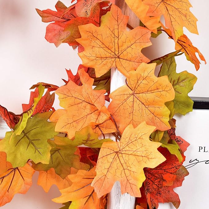 Lvydec 2 Pack Maple Leaves Fall Garland Clearance - 6ft/Strand Artificial Fall Foliage Garland Colorful Autumn Decoration for Home Wedding Party Thanksgiving-Ruum Studio Home