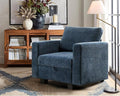 38.5 Oversized Accent Chair with Storage Blue Chenille, Single Modern Accent Sofa Chair with Arms for Apartment Living Room (21" Deep Seat)-Ruum Studio Home