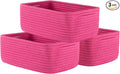 KALLAX Small Woven Basket, 12 x 8 x 4.5 Inches, Storage Basket for Organizing, Cute Small Rope Shelf Closet Cube Storage Bins Baskets for Shelves, Dog Toy Gift Baskets Empty, 3 Packs, Hot Pink-Ruum Studio Home