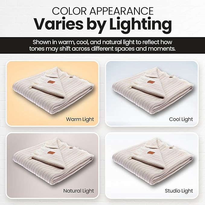 Gold Case Throw Blanket for Couch – 100% Recycled Turkish Cotton Blankets & Throws – Elegant Decorative Throw Blankets for Living Room Sofa – Woven Throws for Couch – Vintage Beige – 60x80-Ruum Studio Home