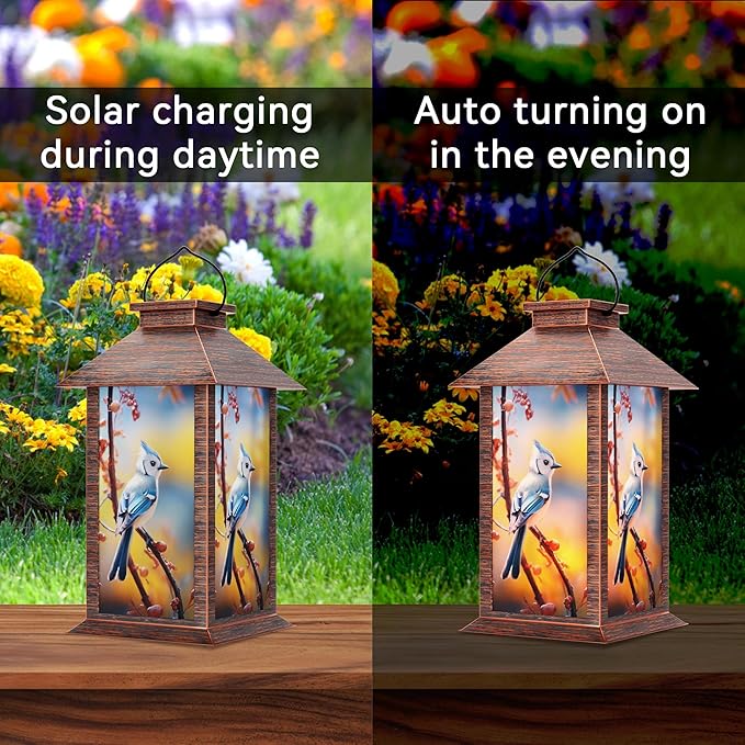 Solar Lanterns Outdoor, Waterproof Garden Hanging Lanterns with LED Flickering Flameless Candles for Mom Grandma Women Lantern Decorative Outdoor for Yard, Garden,Party Decor-Ruum Studio Home