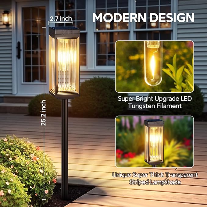 Solar Pathway Lights Outdoor, 8 Pack Upgraded Solar Lights Outdoor Waterproof, Bright Up to 15 Hrs Auto On/Off Garden Light for Yard Patio Lawn Path Walkway Driveway Outside Decor-Ruum Studio Home