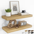 RICHFOCUS 24Inch Floating Shelves for Wall 2 Pack Shelves for Bedroom|Kitchen|Bathroom Wall Mounted Rustic Wood Floating Shelf with Invisible Brackets for Books|Storage|Decor, Oak-Ruum Studio Home