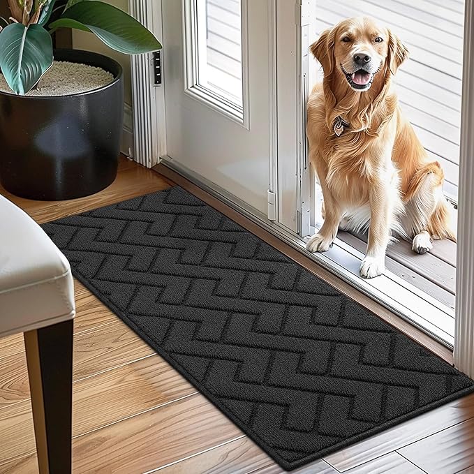 hicorfe Indoor Doormat,Front Back Door Mat Rubber Backing Non Slip Door Mats 20"x48" Absorbent Resist Dirt Entrance Doormat Inside Floor Mats for Entryway Washable Low-Profile(Charcoal)-Ruum Studio Home