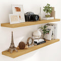 55 Inch Floating Shelves Set of 2, Rustic 55 x 9 Floating Shelf for Wall, 9 Inch Deep Wall Shelves Invisible Bracket, Large Deep Shelving for Bedroom, Kicten, Living Room, Oak Color-Ruum Studio Home