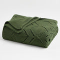 Longhui bedding Chunky Cotton Knit Throw Blanket for Couch, Sofa, Bed, or Chair, Decorative Breathable Fall Cable Knit Blanket 51 x 63 Inches, Olive Green-Ruum Studio Home