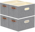 Yawinhe Fabric Storage Baskets, Foldable Closet Organizer for Shelves, Large Boxes with 3 Handles, Canvas Bins for Clothes, Grey, 12.99''Lx9.05''Wx7.87''H, 4-Pack-Ruum Studio Home