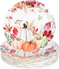 AllReal Fall Pumpkins Paper Plates Rustic Pumpkin Leaves Disposable Party Plate 7" Thanksgiving Autumn Dessert Plate for Birthday Baby Shower Party Supplies Table Decor (48)-Ruum Studio Home