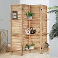 Room Divider with Shelves, Privacy Screen, Room Dividers and Folding Privacy Screens, 4 Panel Wood Temporary Wall Partition Separation Separator, Natural-Ruum Studio Home