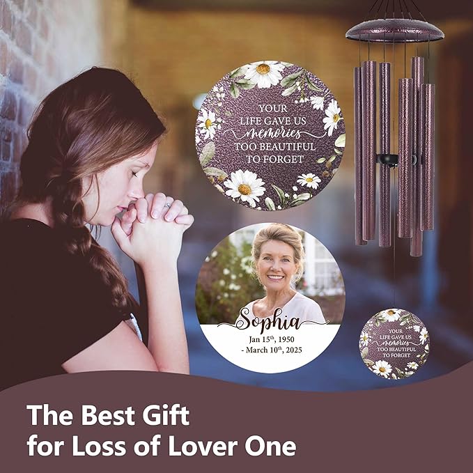 ASTARIN Personalized Deep Tone Wind Chime Memorial, Customized Sympathy Wind Chimes, Memory Wind Chimes for Loved Ones Lost, Bereavement Gifts Windchimes Outdoor-Ruum Studio Home