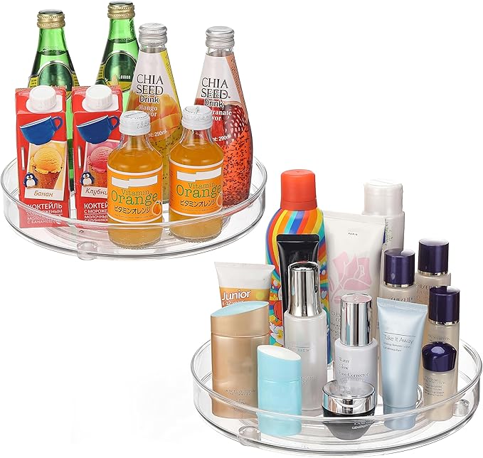URALFA 2-Pack Lazy Susan Cabinet Organizer, Plastic Rotating Round Lazy Susan Turntable for Cabinet, Pantry, Countertop, Table, Fridge, 10.5 Inch-Ruum Studio Home