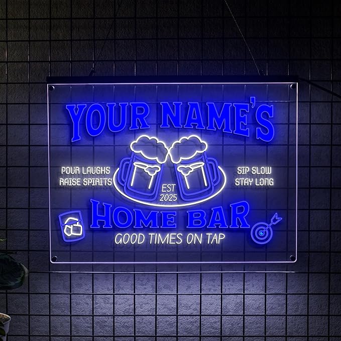 Personalized Bar Neon Sign Custom Beer Home Bar Lights Decor Acrylic Table LED Lighted Signs for Men Restaurant Coffee Man Cave Workshop Garage Poker Signs Gifts-Ruum Studio Home