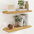 Rustic Wood Floating Shelves 32 Inch Long, 9 Inch Deep Wall Shelves for Home Decor, 32 x 9 Floating Shelf Wall Mounted Set of 2, Deep Floating Shelves for Kitchen, Bedroom, Living Room, Oak Color-Ruum Studio Home