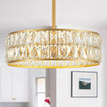 16” 4-Light Modern Crystal Chandeliers Gold Dinning Room Light Fixture, Round Pendant Light Kitchen Island Chandelier, Flush Mount Ceiling Light for Living Room Entryway Bedroom Foyer-Ruum Studio Home