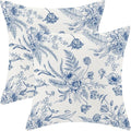 CXMEIFLY Spring Floral Leaves Pillow Covers 18 x 18 Inch Set of 2 for Chinoiserie Flowers Decor Throw Pillows Blue and White Seasonal Plant Outdoor Decorative Cushion Cases for Couch Bed Decorations-Ruum Studio Home