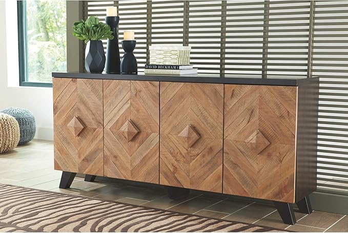 Signature Design by Ashley Robin Ridge Modern Wood Accent Cabinet or TV Stand, Brown & Black-Ruum Studio Home