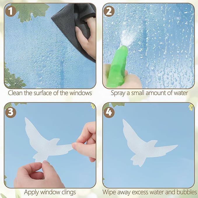 9 Sheets Bird Window Clings, Protect and Save Bird Strikes Window Stickers, Glass Door Stickers Decals, Stop Birds Flying into Windows Accessories Home Decorations-Ruum Studio Home