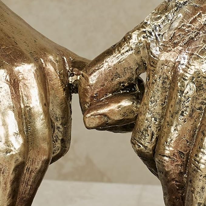 Touch of Class Lingering Hold Hands Table Sculpture Gold - Pinky Promise Statues - Desk Statue for Bedroom, Living Room, Office - Loving Touch-Ruum Studio Home