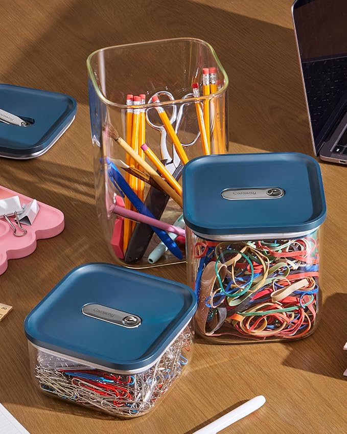 Caraway 4qt Glass Airtight Food Storage Container with Lid – Non-Toxic, BPA-Free Kitchen Storage Container – Stackable, Space-Saving Airtight Container for Dry Goods and More - Sage-Ruum Studio Home