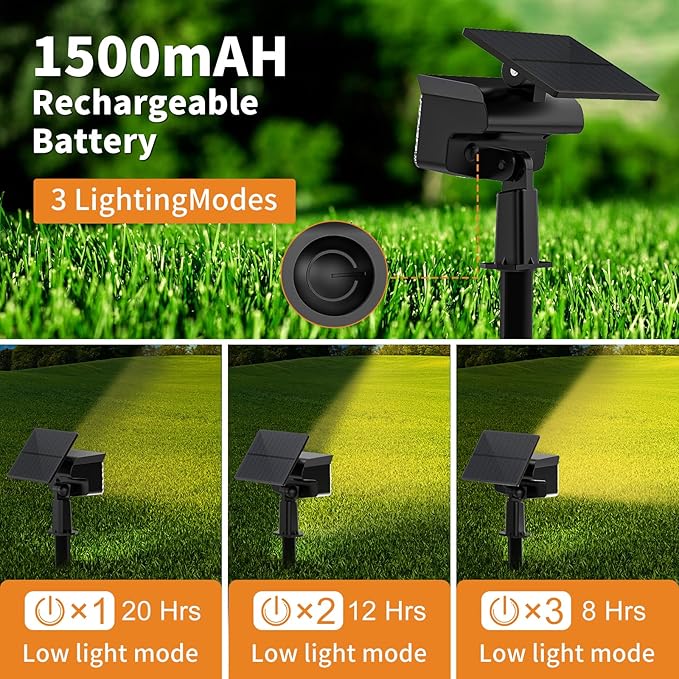 WELALO Solar Spot Lights Outdoor, [10 Pack/3 Modes] Solar Landscape Spotlights, Adjustable Solar Powered Security Lights, IP65 Waterproof Wall Lights for Walkway, Yard, Garden, Driveway (Warm White)-Ruum Studio Home