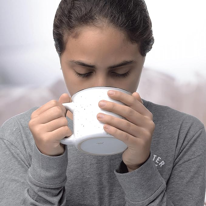 DISCOUNT PROMOS Ceramic Campfire Coffee Mugs 13 oz. Set of 10, Bulk Pack - Perfect for Tea, Espresso, Cappuccino, Hot Cocoa - White-Ruum Studio Home
