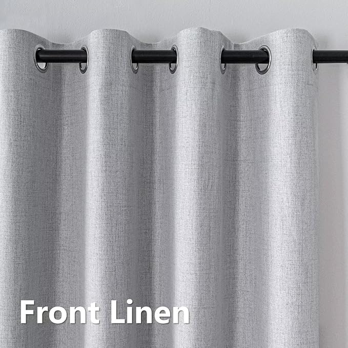 Blackout Curtains 72 Inch Length 2 Panels Set, 100% Black Out Textured Thermal Curtains, Grommet Light Blocking Drapes for Living Room Bedroom Luxury Decor(52W × 72L inch, Greyish White)-Ruum Studio Home