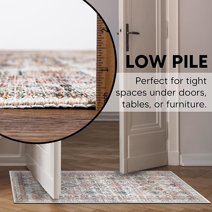 Keen Home Design 2x3 Rug - Machine Washable Entry Rug with Non-Slip Backing, Ideal for Enteryway, Kitchen, Bathroom, Laundry Room - Vintage, Easy Clean, Durable, Low Pile Rug - (2' x 3')-Ruum Studio Home