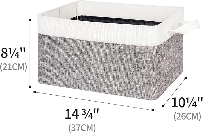 GRANNY SAYS Storage Baskets for Shelves, Closet Organizer Bins, Clothes Storage Bins with Metal Frame, Large Baskets for Organizing and Storage, Collapsible, Gray&White, 2-Pack-Ruum Studio Home