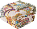 100% Muslin Throw Blanket for Couch, Butterfly and Floral Double Embroidery Fall Throw Blanket 60"x80" for Sofa, Chair, Woven Cotton Reversible Mexican Blanket-Ruum Studio Home