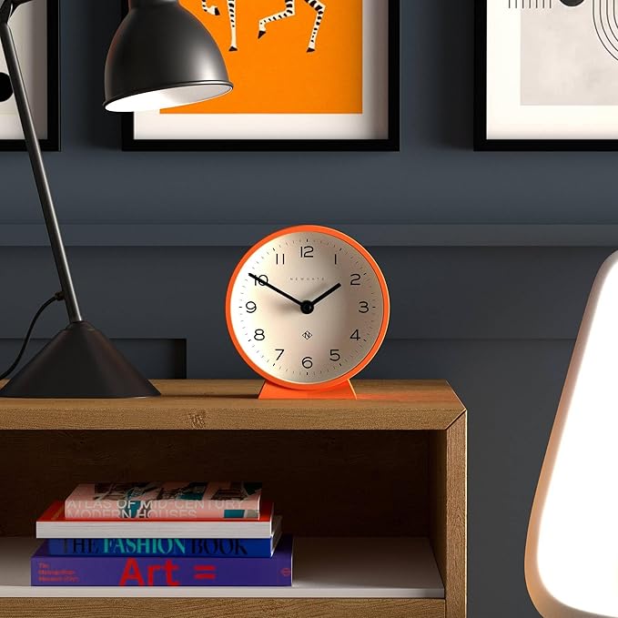 NEWGATE® M Mantel Echo Desk Clock | Modern Round Design | Pumpkin Orange | Easy to Read Numbers | Contemporary Style for Desk, Table, Shelf or Bedside-Ruum Studio Home